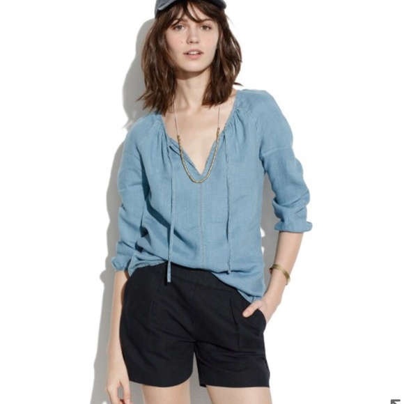 Madewell Pants - Madewell Cotton Linen Black Deck Shorts 2